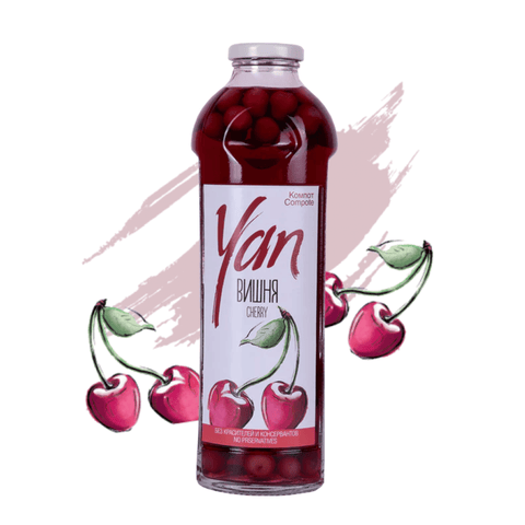 Kompot Wiśniowy YAN – Napój z Całymi Owocami (930ml) Ararateu.com Sklep Ormiański
