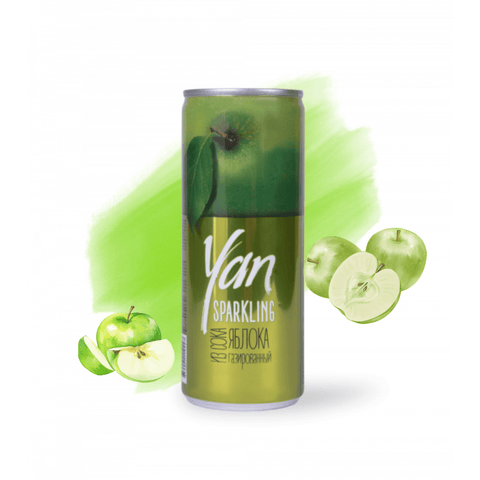 Musujący Sok Jabłkowy YAN – Gazowany 100% Soku (Puszka 250ml) Ararateu.com Sklep Ormiański